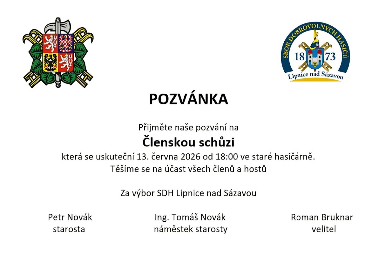 Členská schůze 13. 6. 2026